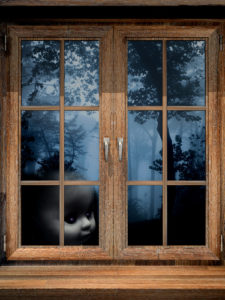 creepy dolls in windows